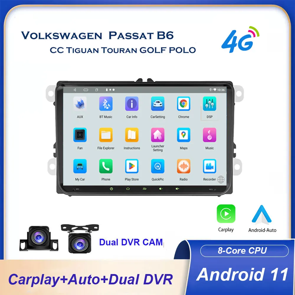 Автомагнитола PEERCE стерео-система на Android 11 с GPS для Volkswagen VW Passat B6 B7 CC Tiguan Touran GOLF POLO