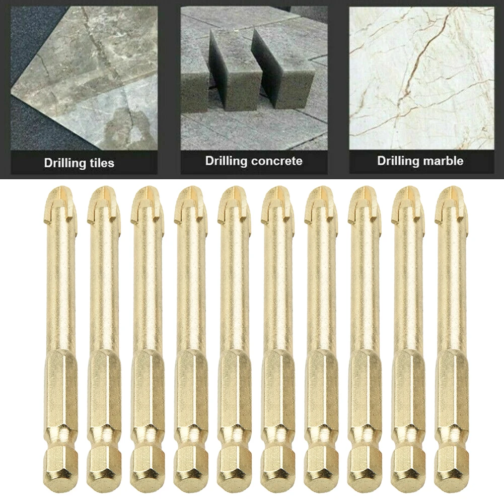 

10pcs 8/10/12mm Cross Spear Head Drill Bits Hex Shank Hole Opener For Ceramic Tile Marble 10pcs 8/10/12mm Cross Spear Head