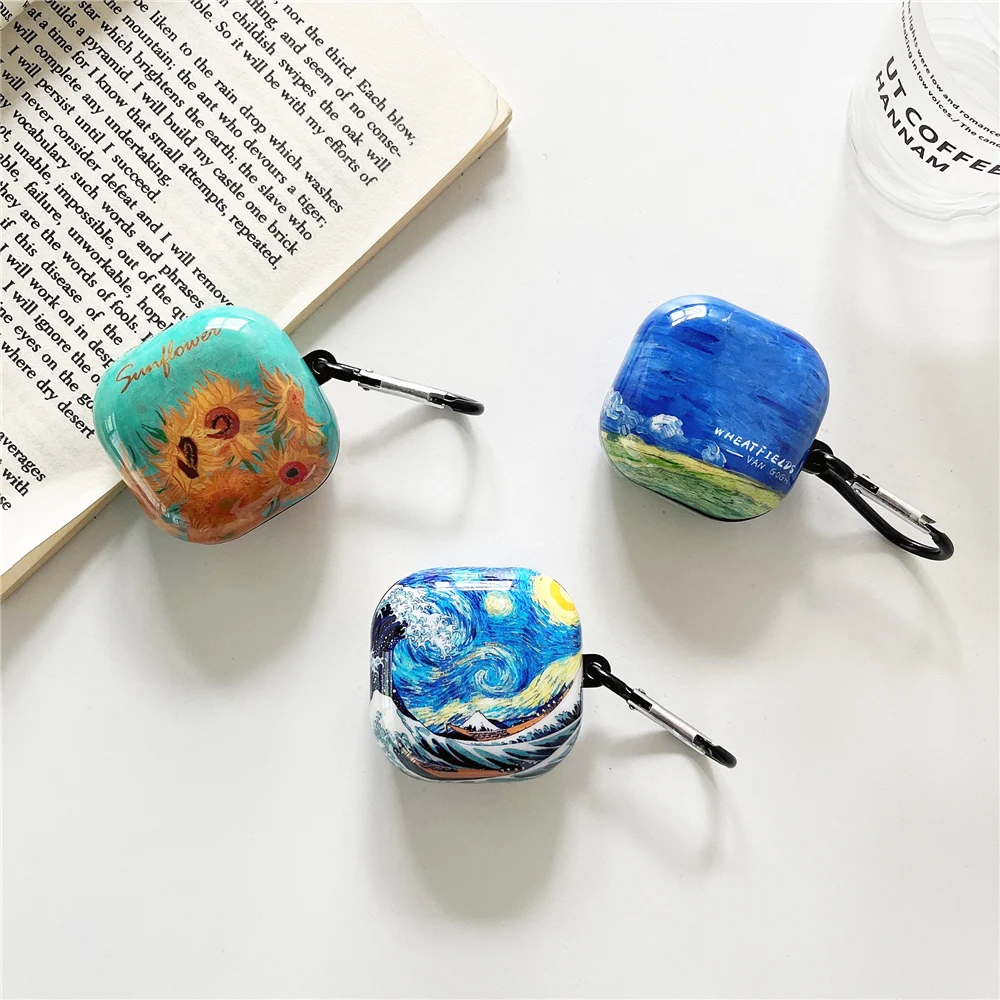 

For Samsung Galaxy Buds2 Buds pro LIVE Artist Oil Painting Van Gogh Wireless Earphone Case soft Protective Cover charging Box