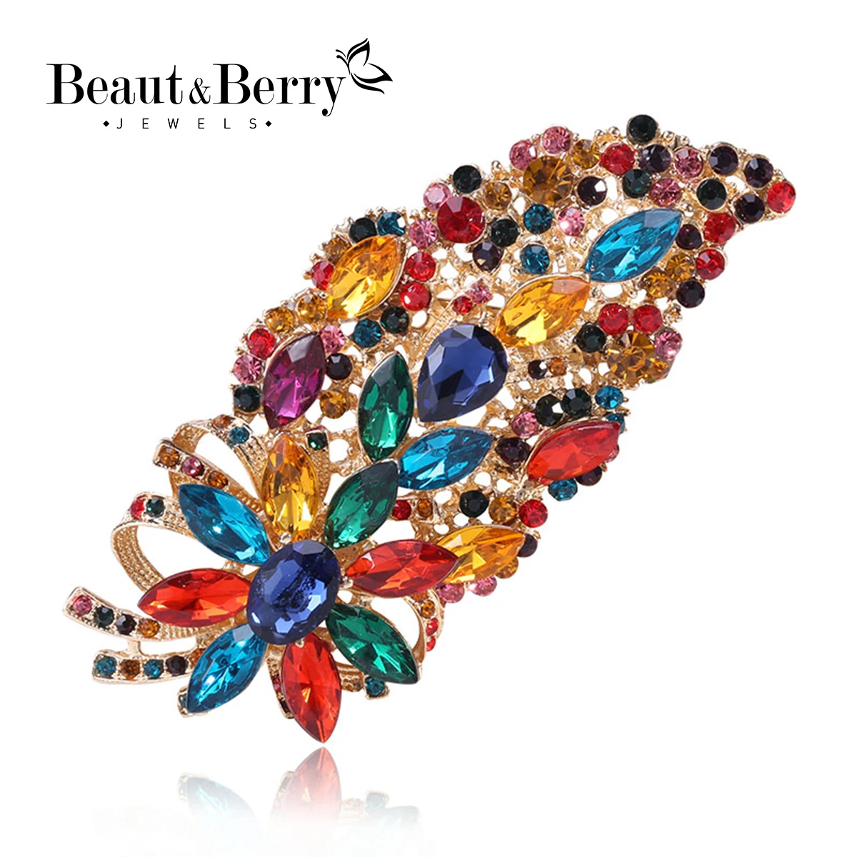 Блестящие большие стеклянные цветочные броши для женщин унисекс булавки стразы