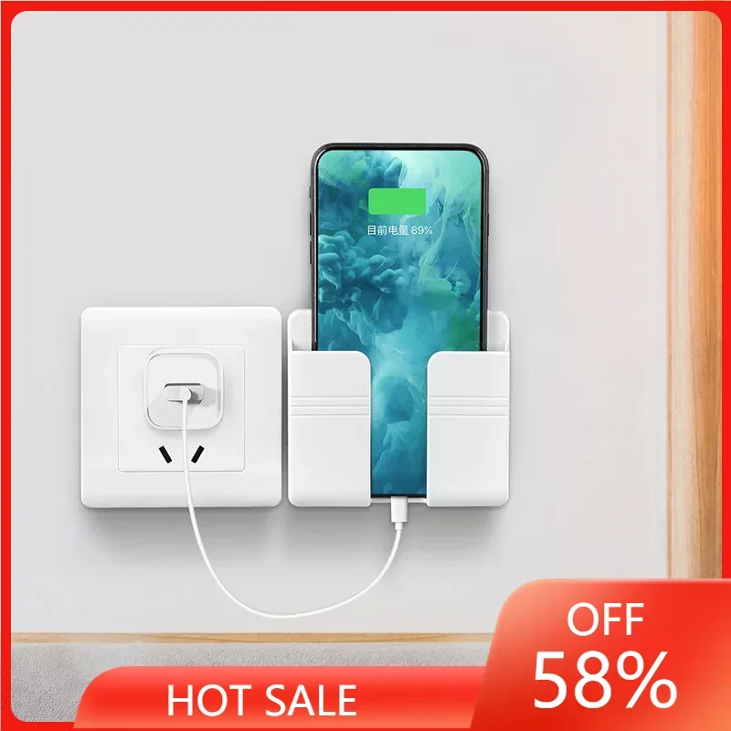 

Home Decoration Wall Holder Phone Charging Holder Socket Charger Storage Box Mobile Phone Holder Universal Stand 2022Year New