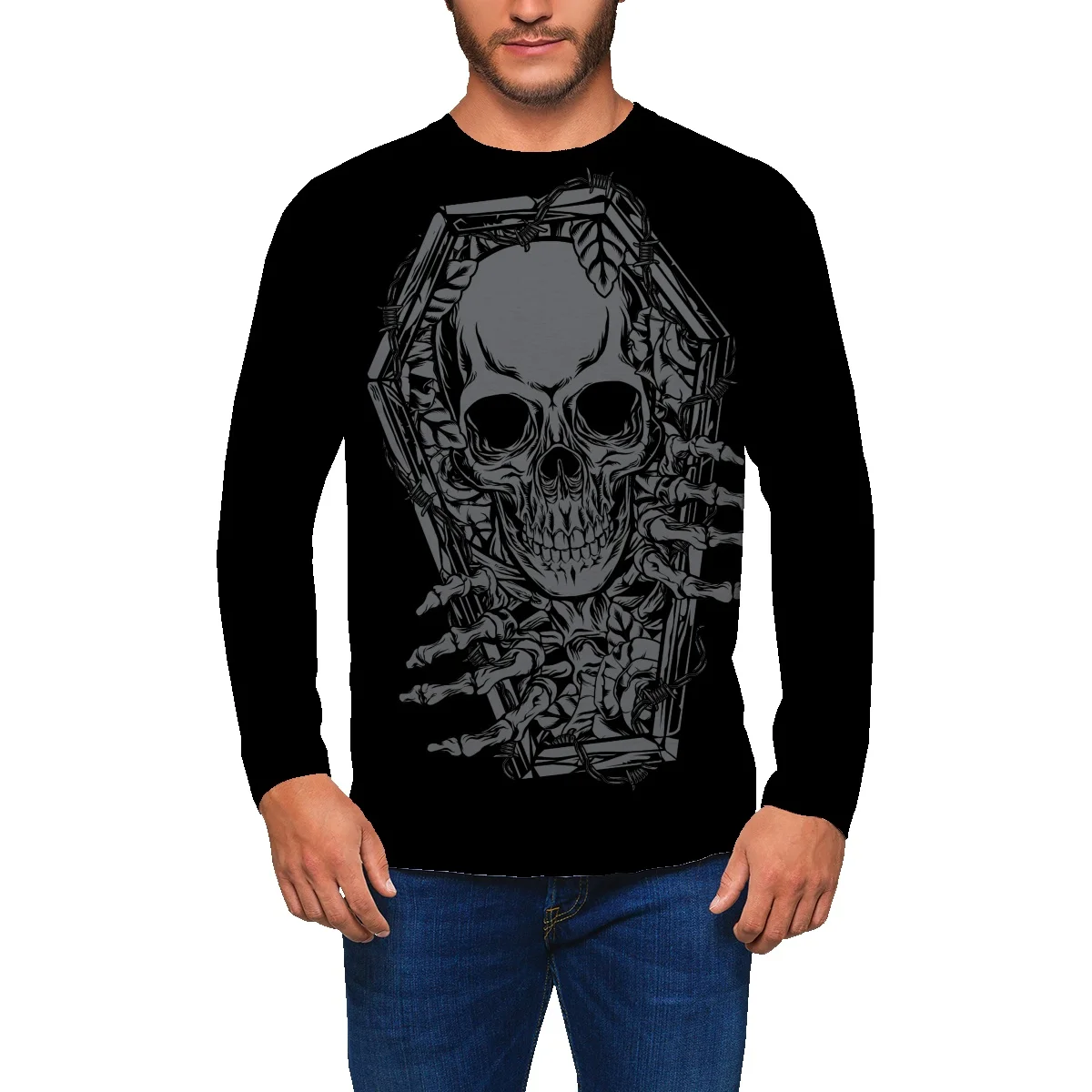 

Свитер с круглым вырезом, Мужская весенне-осенняя футболка с длинными рукавами без капюшона, универсальная Красивая Студенческая одежда с ...