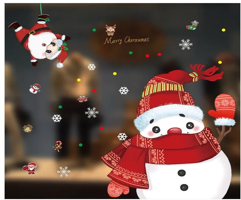 

2022 New Christmas Tree Xmas Snowflake Stickers Art Decal Wall Home Shop Decor Sticker For Kids Rooms New Year Window Decoration
