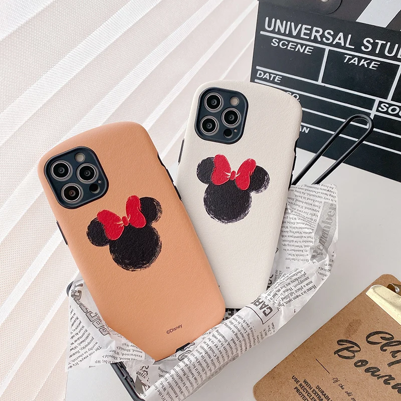 

Disney Mickey Minne Couple Creative Simple Cartoon Phone Case For iPhone 13 12 11 Pro Max X XR XS Max 7 8 Plus SE Soft Cover