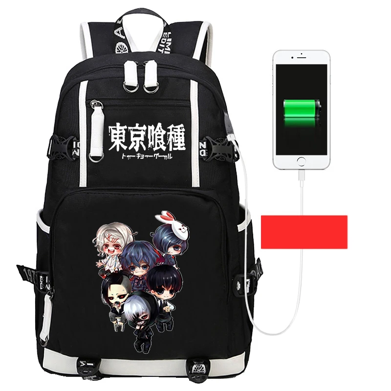 Anime Tokyo Ghoul Backpack Kids School Bag Laptop Bag Women Men Waterproof Multifunction USB Charging Travel Backpack Mochila