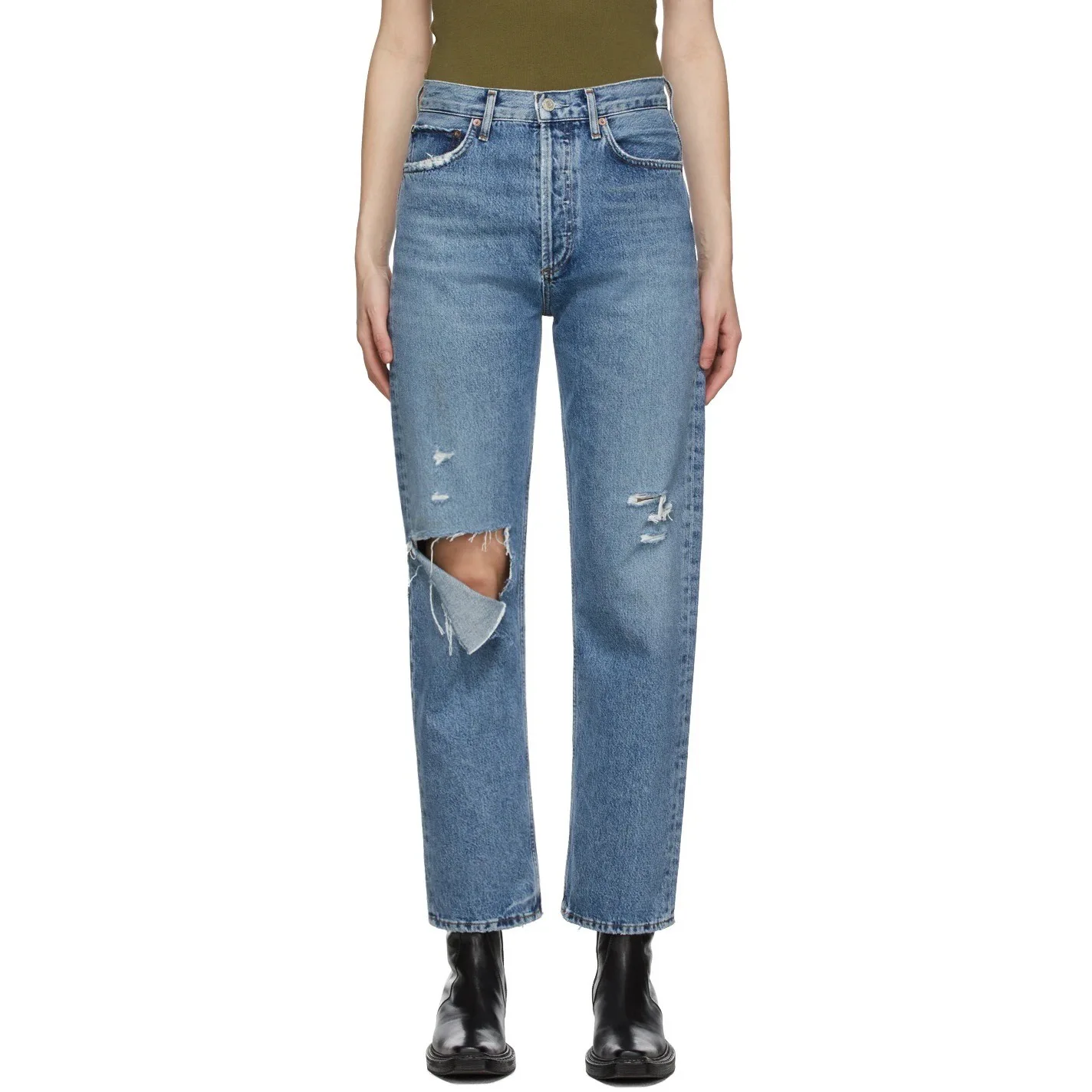

Новые стильные женские джинсы на весну и лето, Прямые рваные зауженные брюки, джинсы