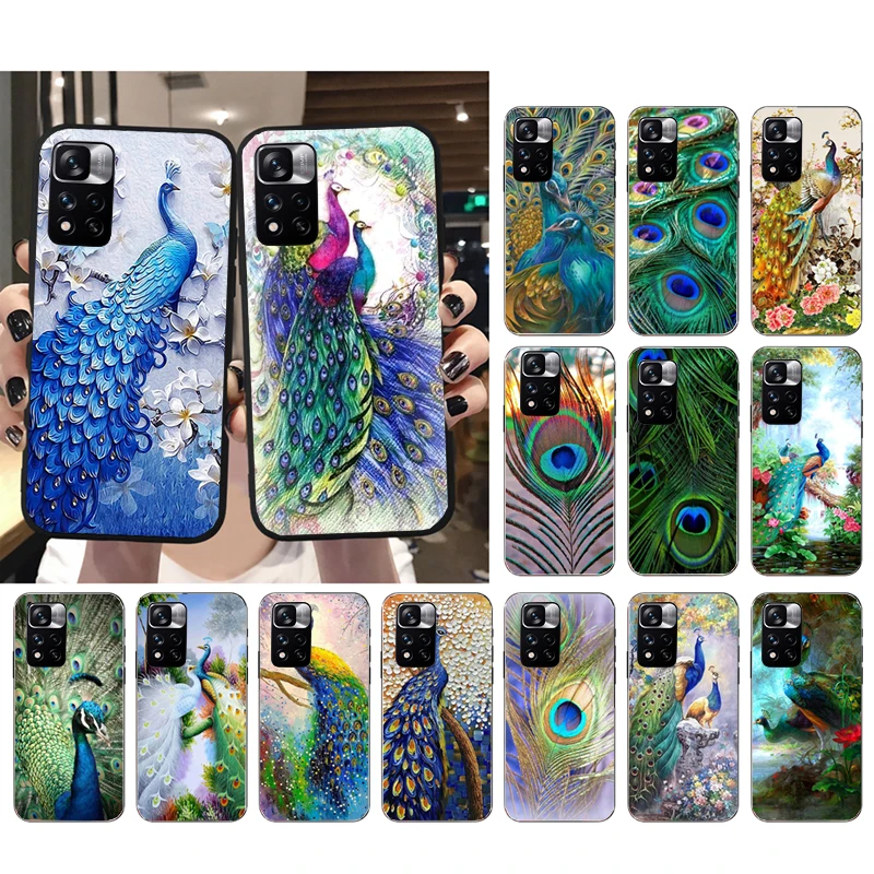 

Phone Case For Xiaomi Redmi Note 12Pro 11 11S 11T Pro 10 9Pro Note10S Redmi 10 9 10C 9C Peacock Feathers Case