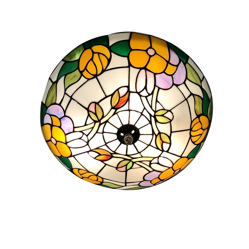 

Европейская ретро лампа Тиффани, американский садовый светильник для спальни, потолочный светильник для комнаты, балкона, коридора, стекля...