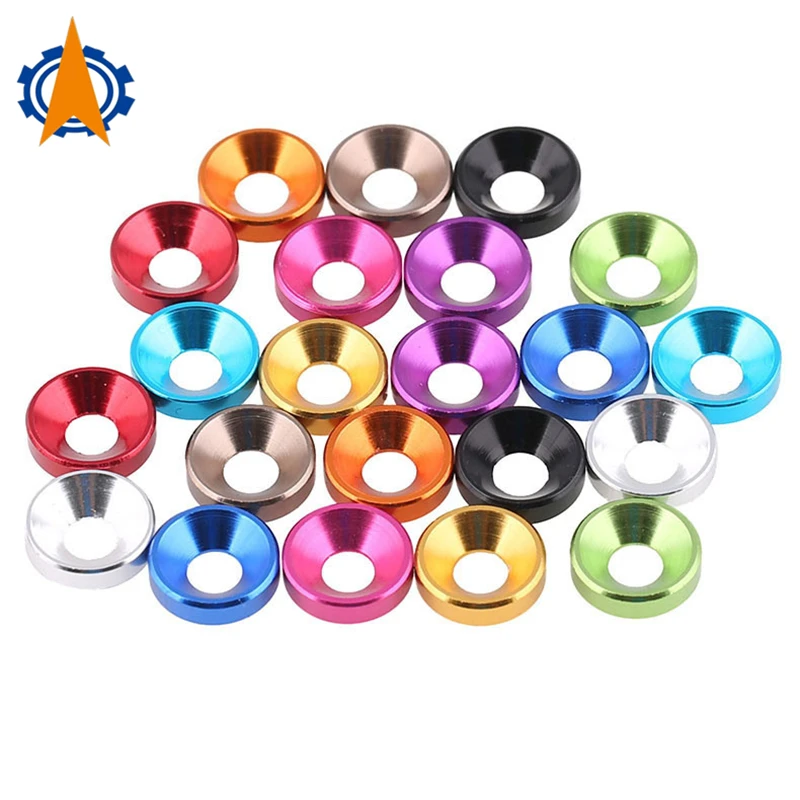 

5pcs M2 M2.5 M3 M4 M5 M6 M8 Color Aluminum Alloy Anodized Flat Countersunk Head Screw Bolt Gasket Washer Cone Spacer Seals Rings