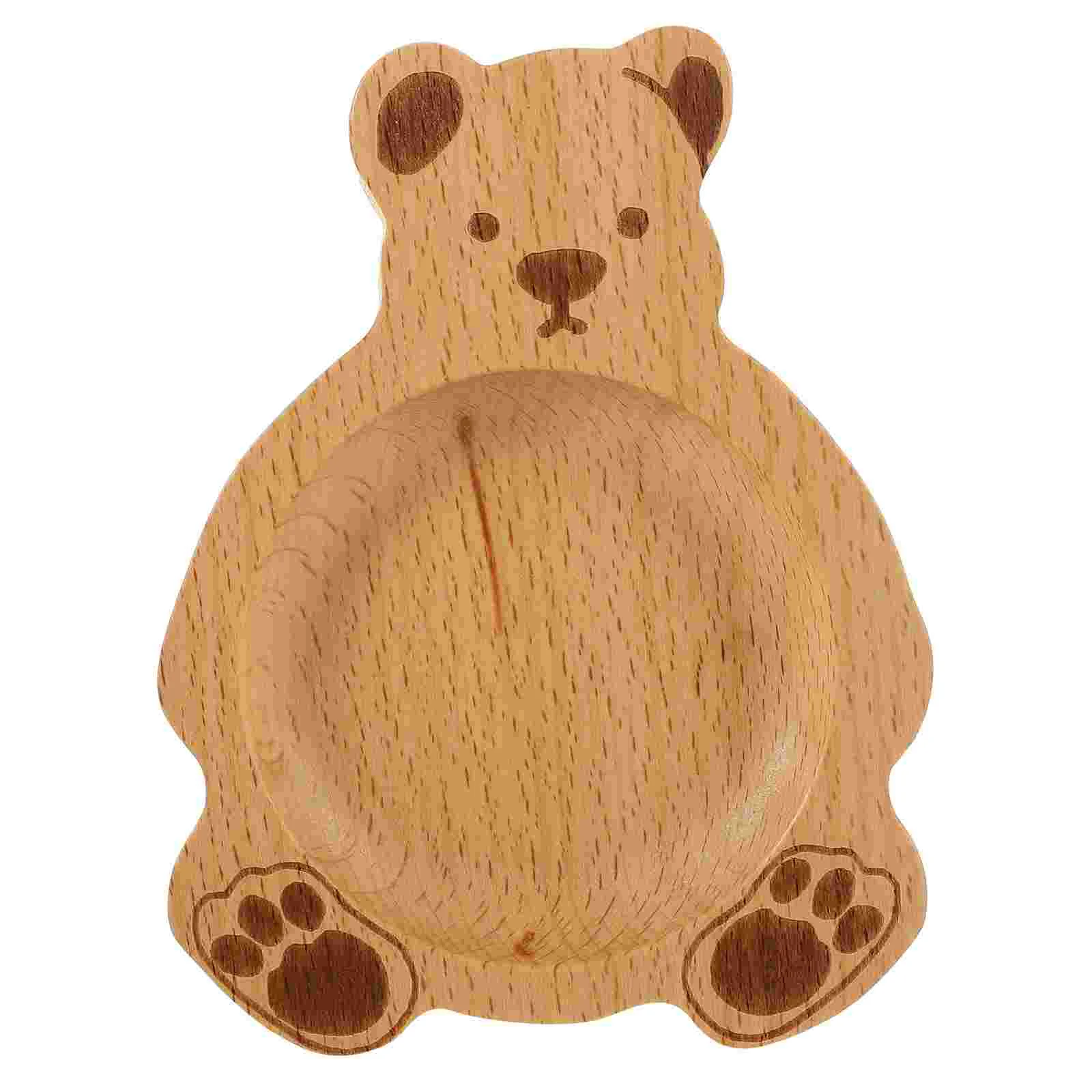 

Cartoon Bear Vinegar Saucer Wooden Sauce Dish Convenient Spoon Rest Home Accessory