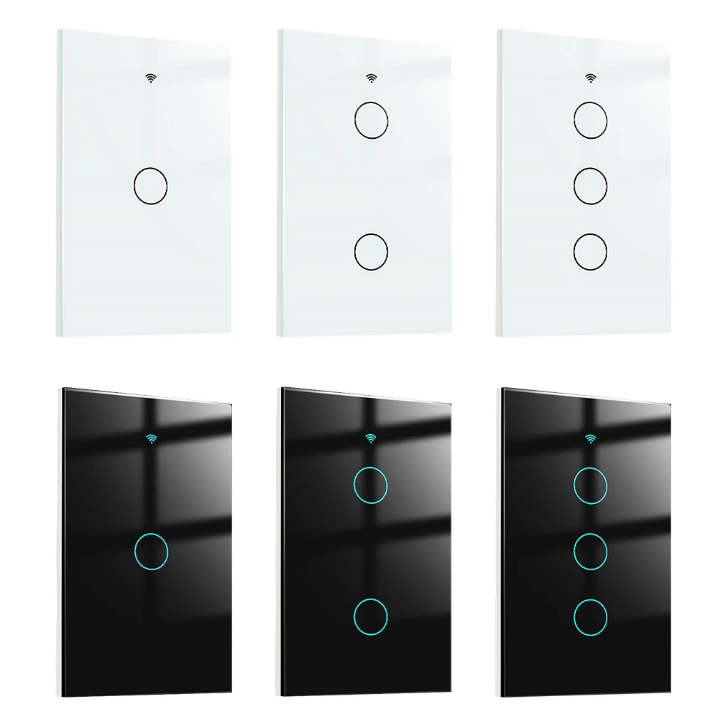 

Tuya Smart Light Switch Timer Remote Control Switches Living Room Bathroom Bluetooth-compatible Controller US Black 2-gang