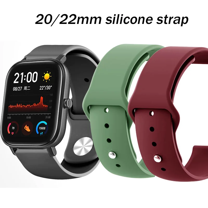 

20mm/22mm band For Amazfit GTS 2 2e strap GTS2 Mini GTR 42mm/47mm GTR2/2e silicone belt Bracelet correa Amazfit bip/pace strap