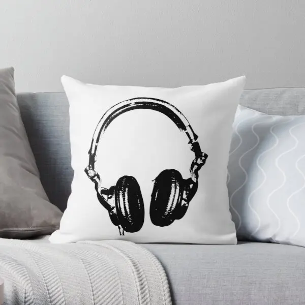 

Dj Headphones Stencil Style Printing Throw Pillow Cover Cushion Anime Soft Decorative Comfort Bedroom Pillows not include
