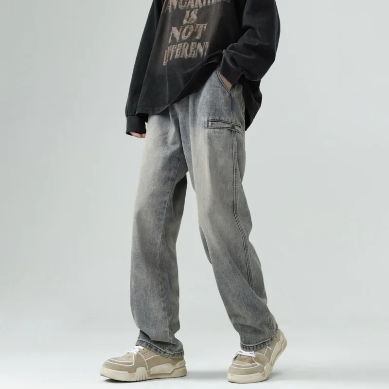 Baggy Jeans Men Fashion Casual Retro Cargo Jeans Men Japanese Streetwear Hip Hop Loose Straight Denim Pants Mens Trousers M-2XL