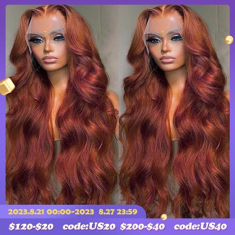 13x4 Reddish Brown Body Wave Lace Frontal Human Hair Wig HD 13x6 Lace Frontal Wig Glueless Human Hair Wig Pre Plucked