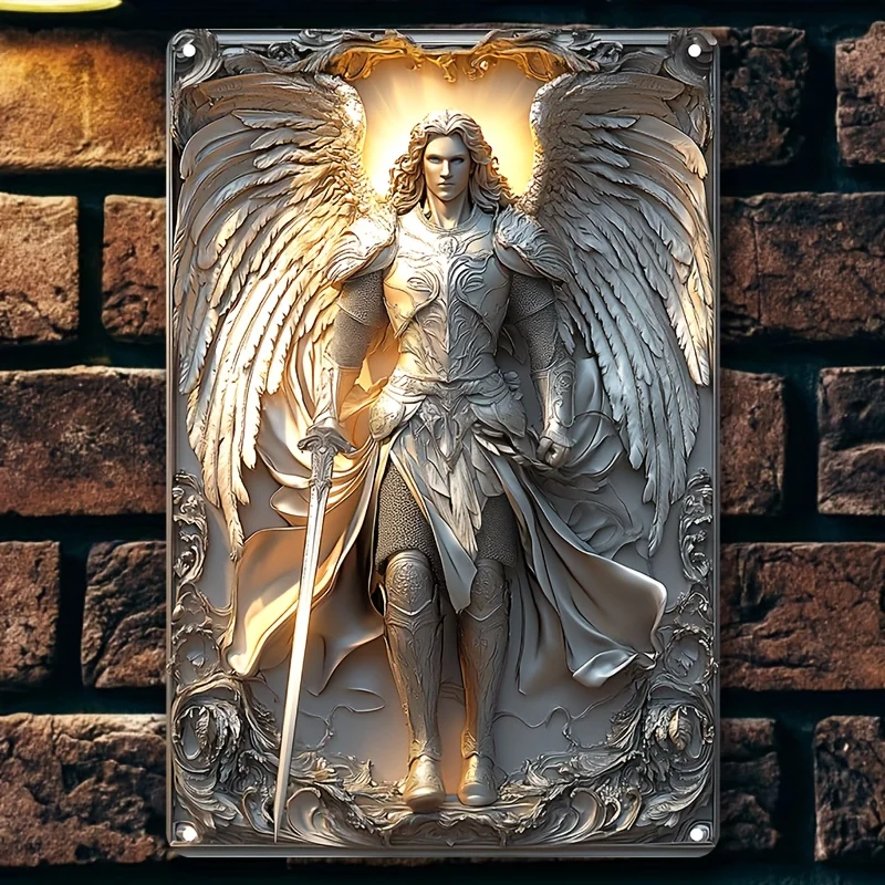 

Архангел Михаил, винтажная алюминиевая табличка