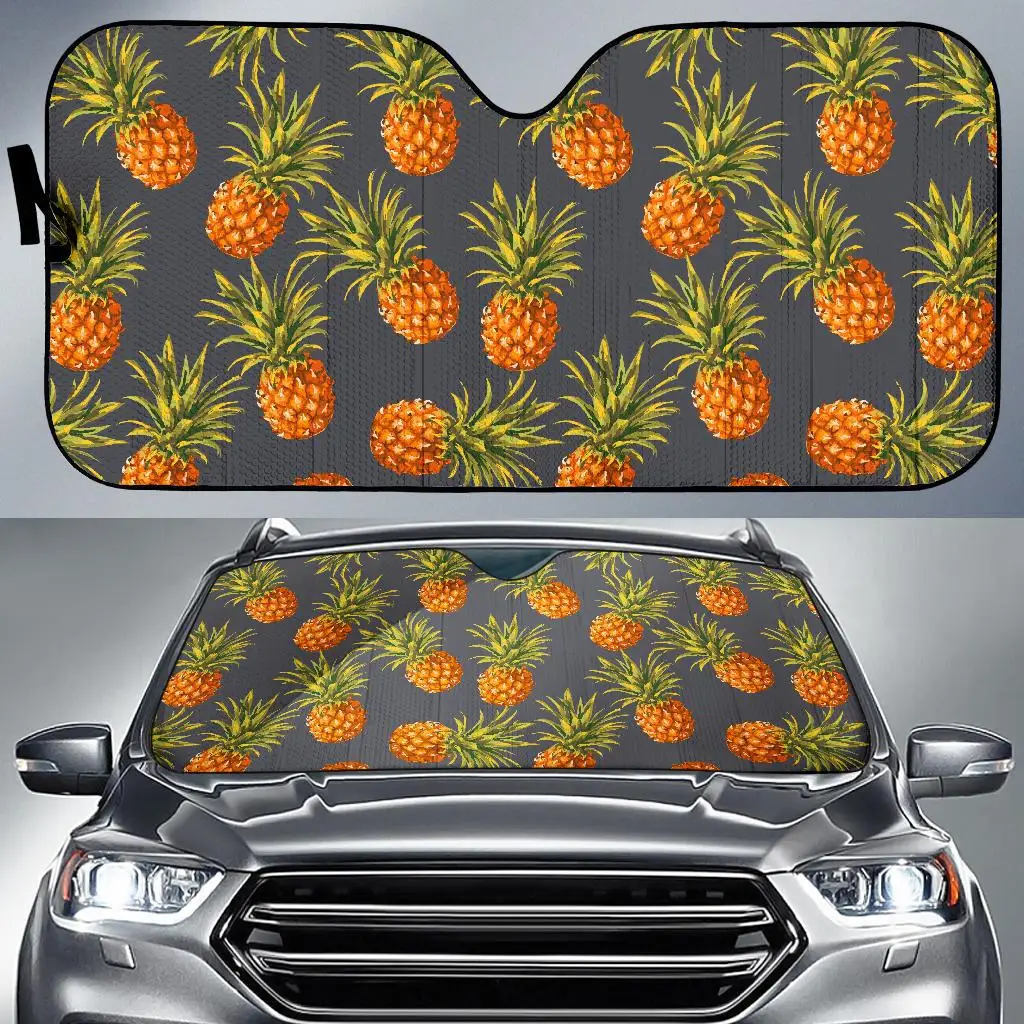 

Серый акварельный автомобильный солнцезащитный козырек с рисунком ананаса