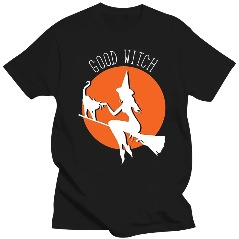 Мужская футболка с принтом Хорошая ведьма колдовство Хэллоуин мужская круглым