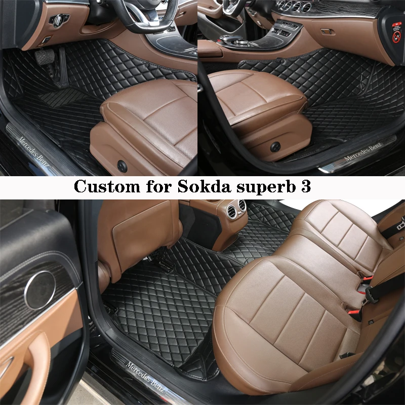 Car Floor Mat For Skoda Superb 3 2016 2018 2020 2021 Rugs Panel Protective Pad Premium Custom Leather Foot Carpet Accessories