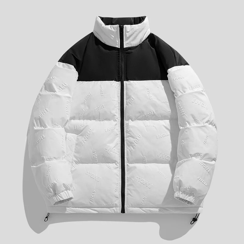 

Coat Streetwear Bubble Winter Men's Trend Outdoor Warm Golf Coat Contrast Zippered Jacket Casual Warm Puffer Jacket for Men