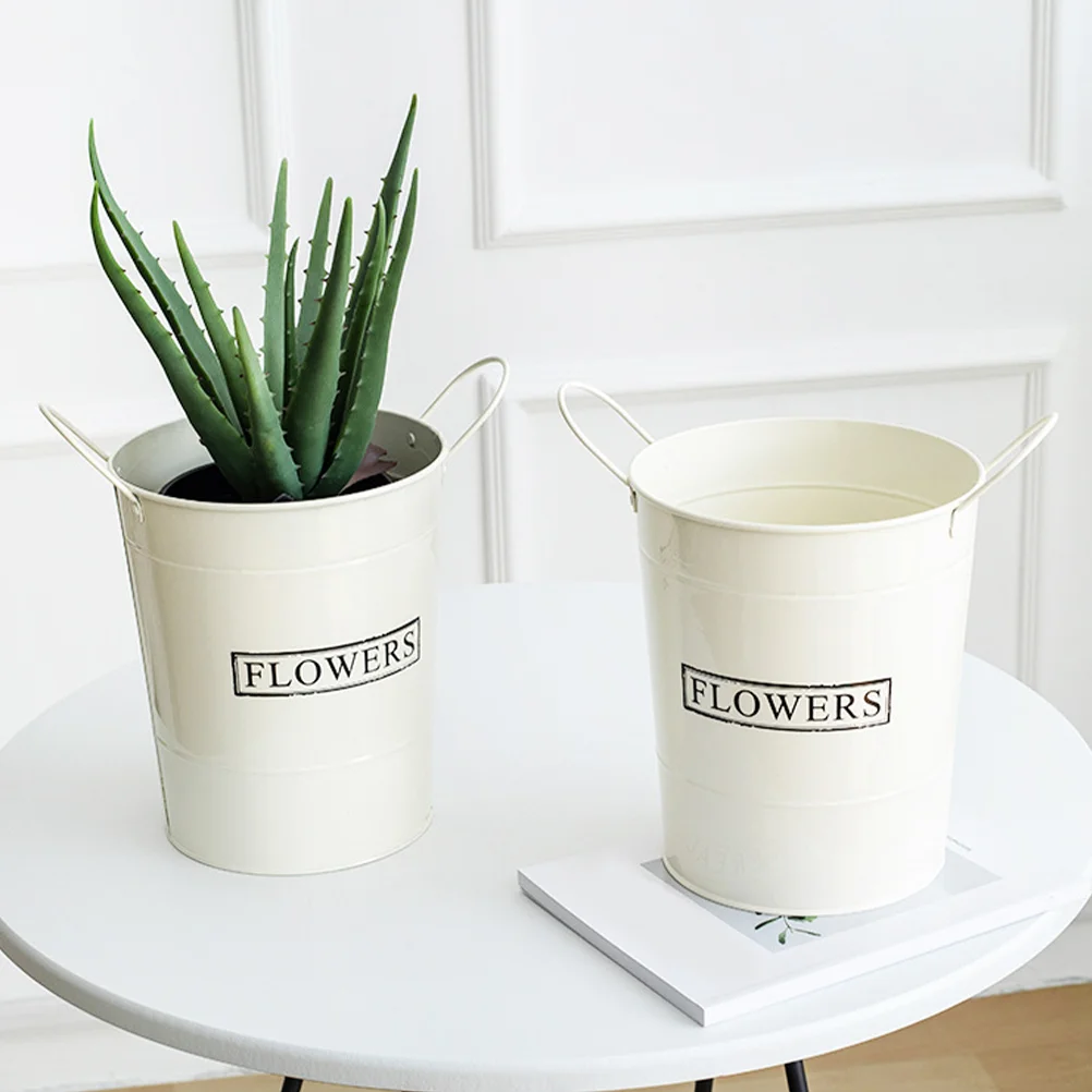 

Office Decor Iron Flower Bucket Planting Flowerpot Succulent Decorate Wrought Container Household Small