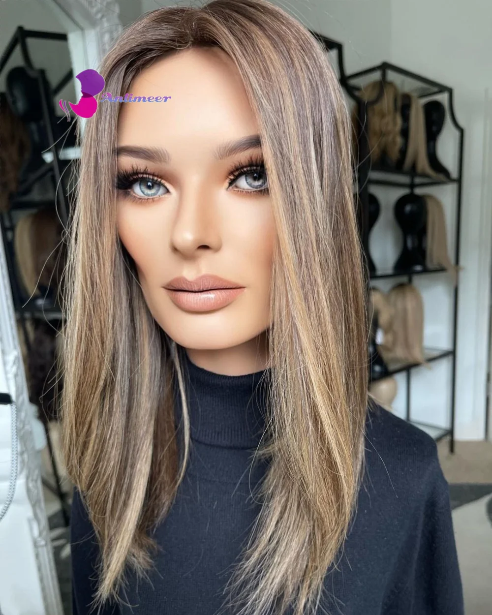 

Silk Base Wig Glueless Ombre Brown Color Straight Wigs Human Hair Real Hair Wigs For Women 100% Human Hair Lace Front Wigs