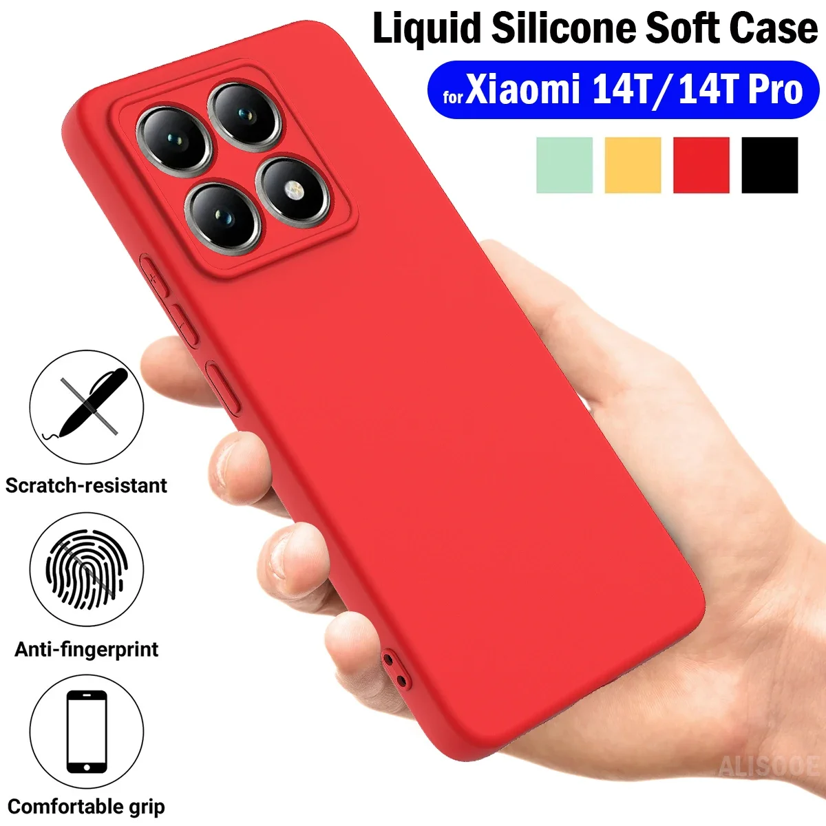 Чехол с силиконовым ремешком Funda для Xiaomi 14T/14T Pro мягкий защитный чехол из жидкого