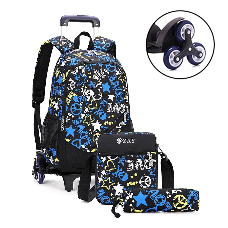 

Trolley School Bag Mochila Con Ruedas Backpack Wheeled 6 Wheel Primary Secondary School Waterproof Kid Bag Large Size Space