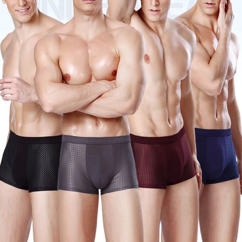 

Comfortable Breathable Boxer Briefs Men Knickers Summer Ice Silk Mesh Boxer Briefs Underwear Travel Beach Male Shorts