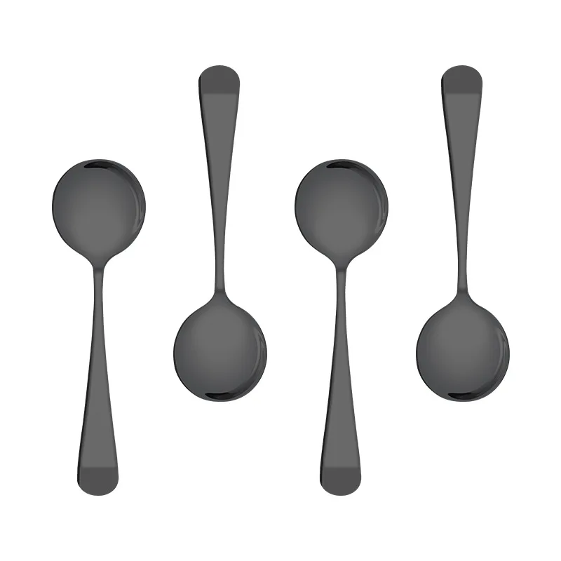 

4Pcs Coffee Scoop Stainless Steel Coffee Stirring Spoon Black/Silver Teaspoon Ice Cream Honey Spoon Cocktail Stirring Spoons