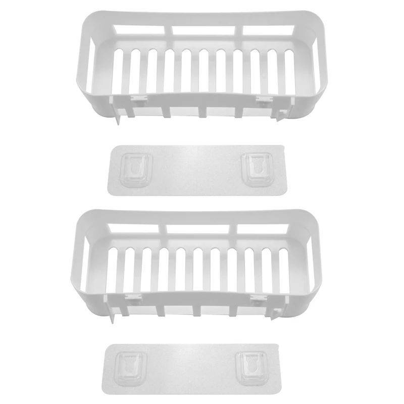 

2X Bathroom Wall Rack, 10 Lb Super Heavy Duty Bathroom Kitchen Waterproof And Oilproof Plastic Wall Basket