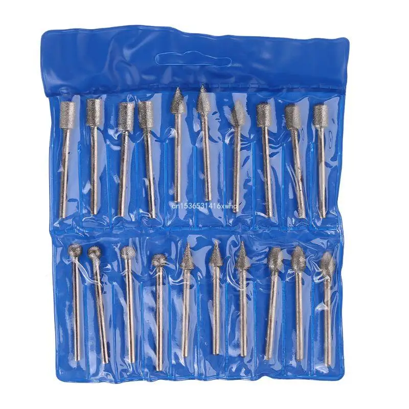 

Dropship 20pcs 3mm Shank Diamond Grinding Burr Drill Bits Sets for Dre-mel Rotary Tools