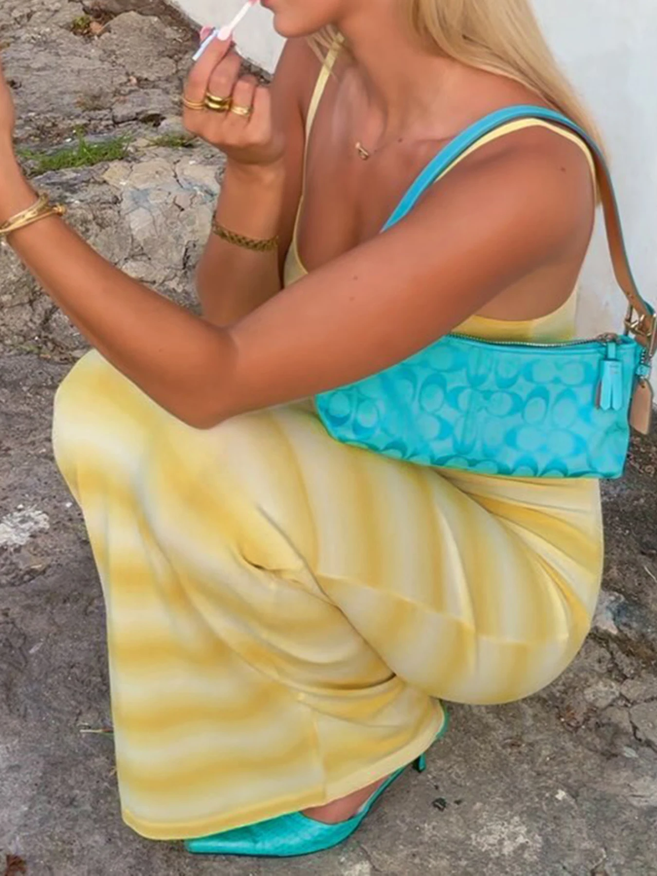 IAMSURE праздничное облегающее платье контрастных цветов с разрезом пляжный стиль