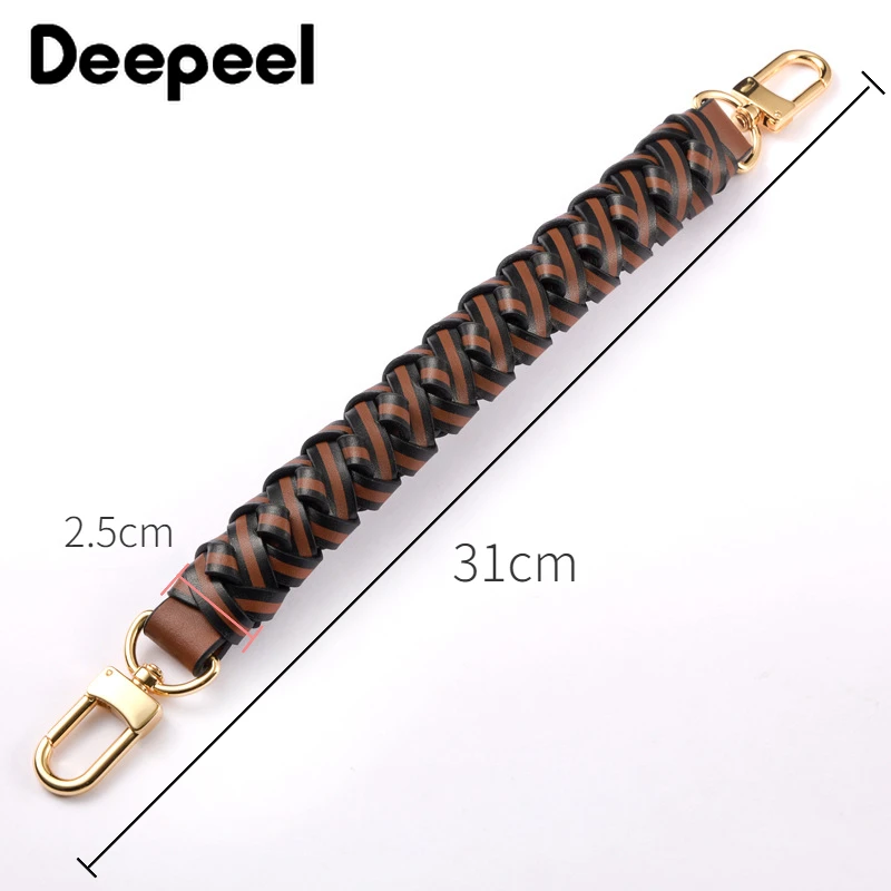 Deepeel 2.5*31cm Leather Bag Strap Color Handmade Braided Handbag Woven Straps Single Shoulder Underarm Bucket Bags Accessories