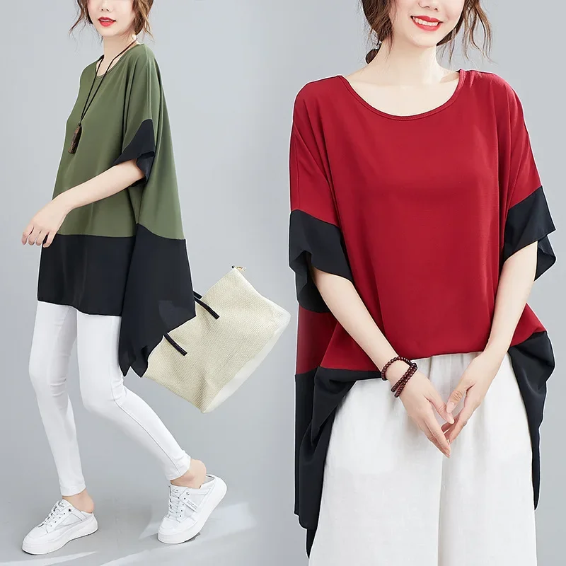 Женский летний шифоновый топ облегающий крой свободный новый стиль одежда с