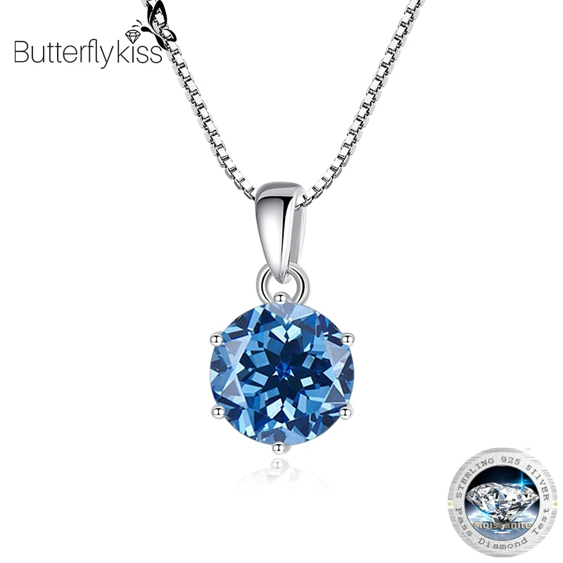 Butterflykiss 1 CT Real Moissanite Pendant Necklace For Women Top Quality 925 Sterling Silver Wedding Party Bridal Fine Jewelry