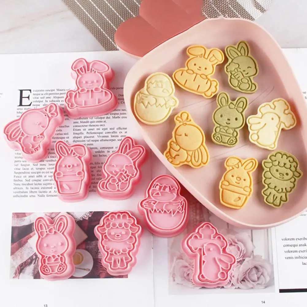 

8Pcs Pastry Molds Creative Easter Style Food Grade Easy to Demold Biscuit Template Baking Accessories
