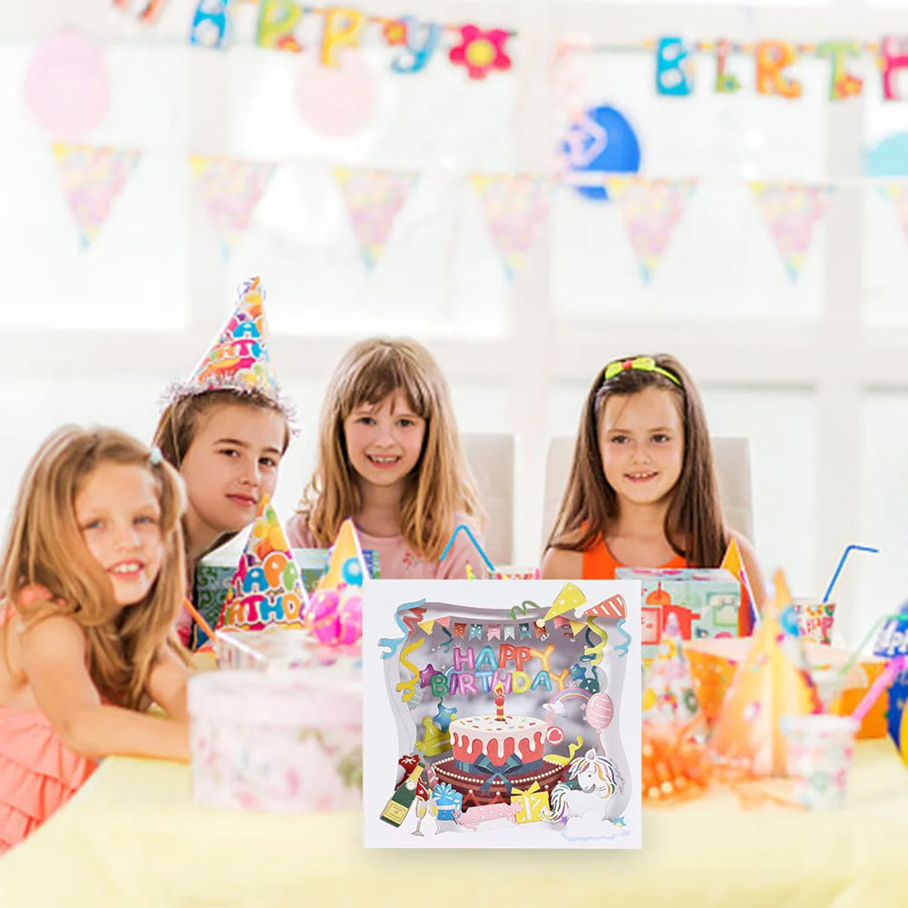 Открытка с днем рождения 3D коробка для торта бумажные поздравительные открытки