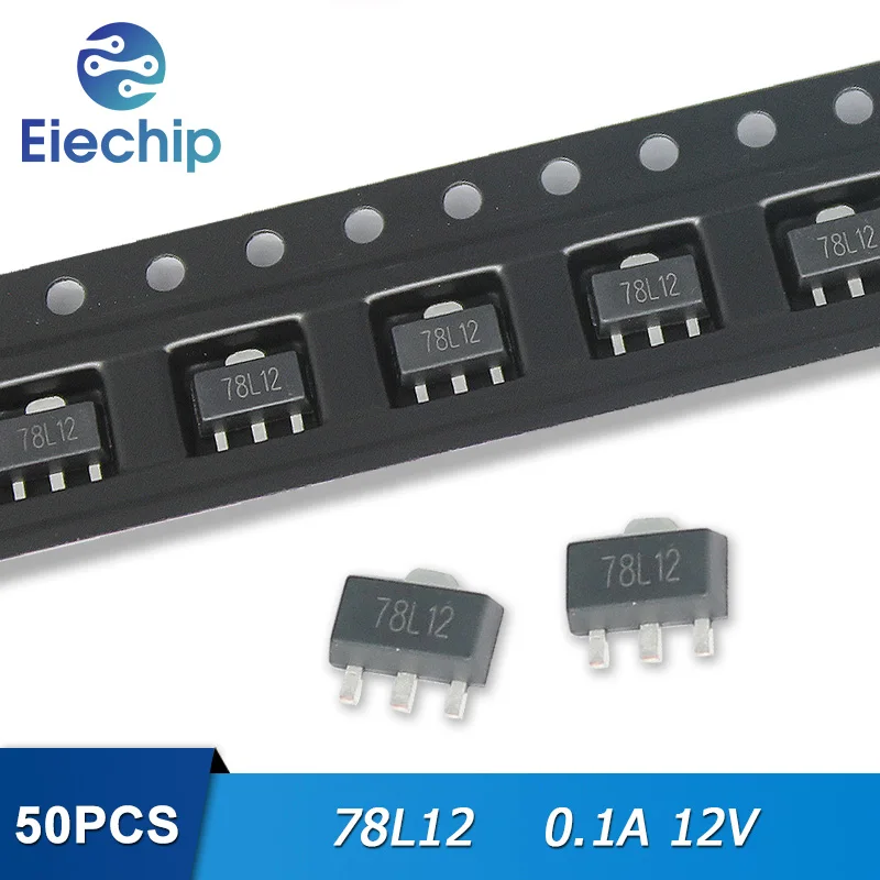 

50pcs/lot 78L12 SOT-89 Voltage Regulator 0.1A 12V Transistors