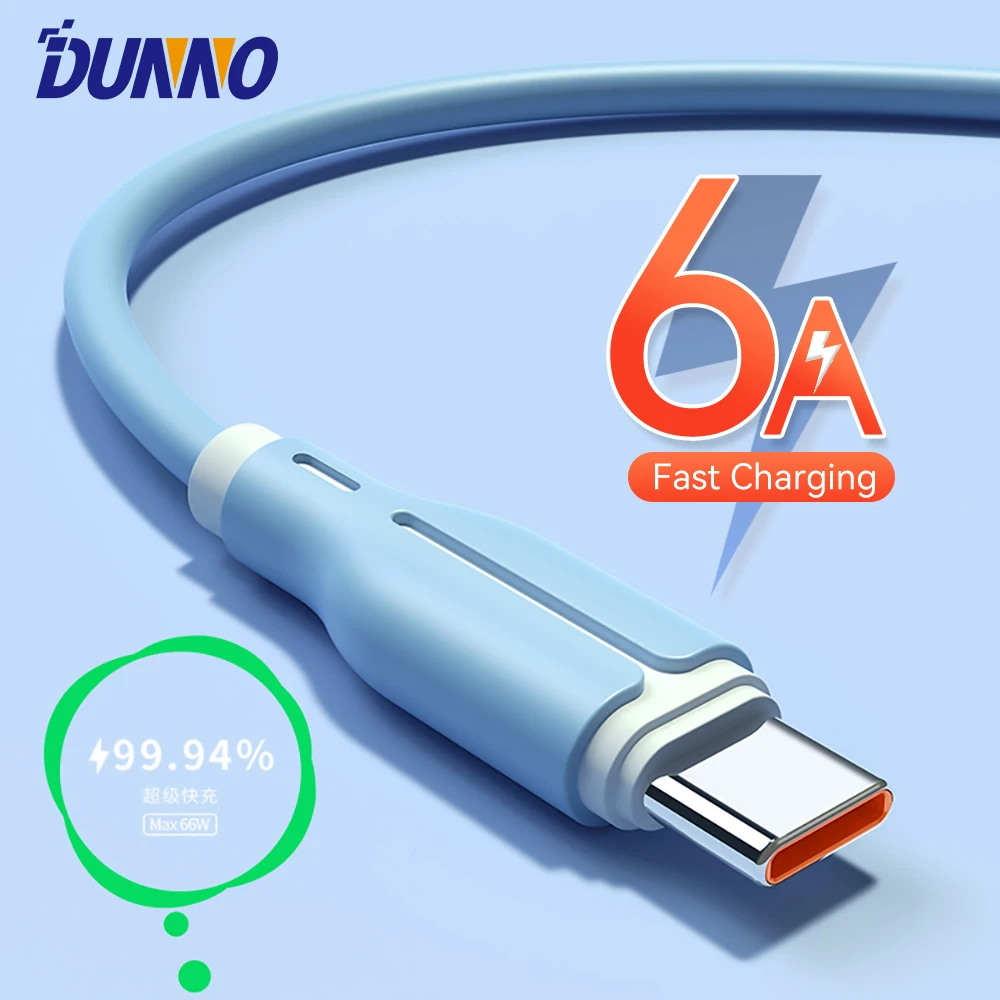 

Кабель USB C из жидкого силикона, быстрая зарядка 2 м 6 А Тип C, Сверхбыстрая Зарядка для Huawei P40 P30 Mate 40 Honor Xiaomi Poco Oppo Vivo