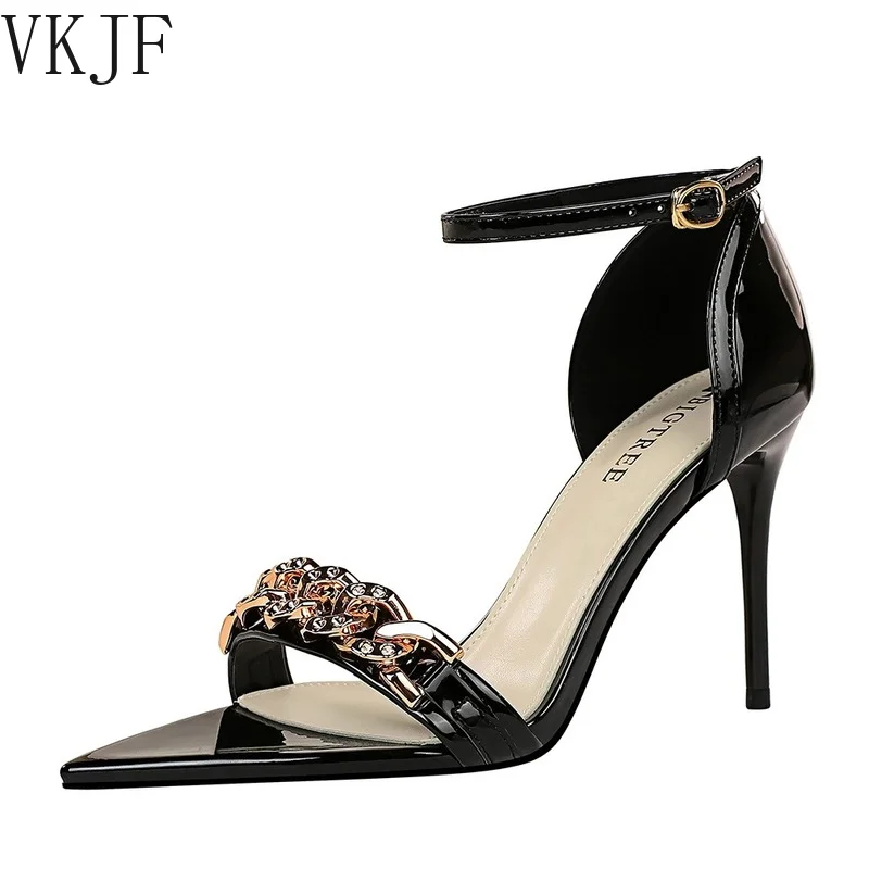 

Женские босоножки с кристаллами, свадебные туфли на высоком каблуке-шпильке, сандалии с блестками, Элегантная атласная обувь с ремешками дл...