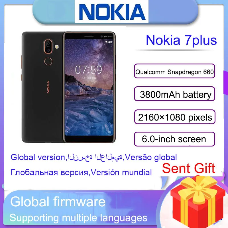 Nokia 7 plus Smartphone Full Screen Dual SIM 4G Black 6 64G Senior Phone Nokia 7plus  Android StudentHot Sale