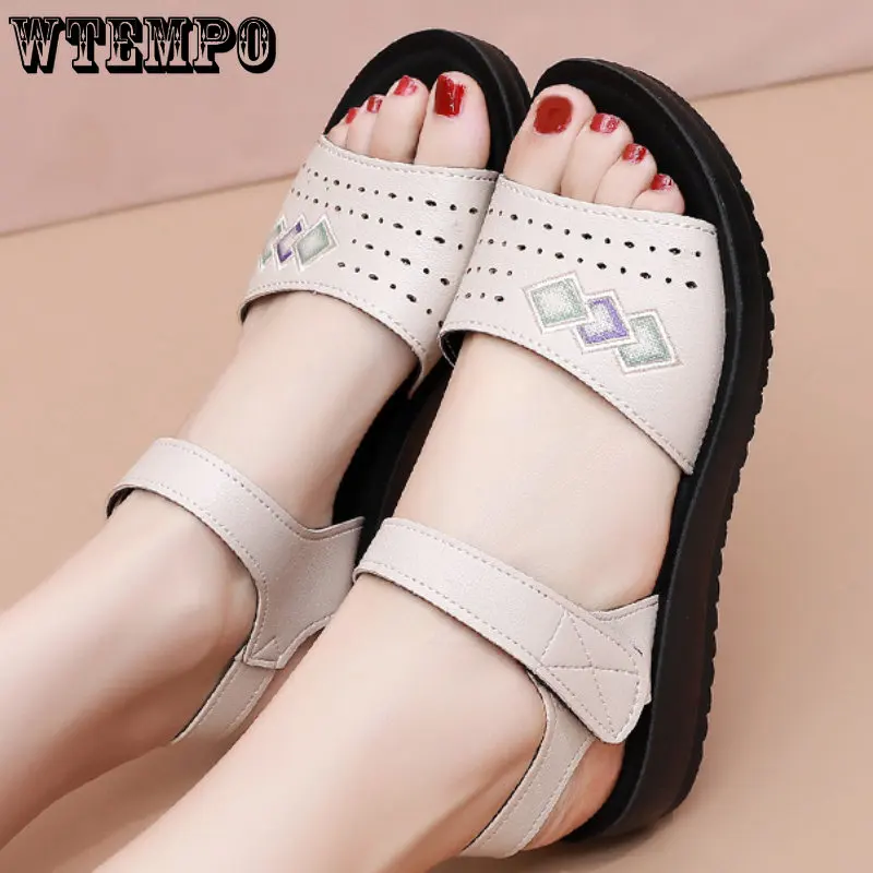 WTEMPO Women Sandals Summer Soft Bottom Comfortable Non-slip Sandals Fashion Femme Casual Shoe Mother Sandales Wholesale