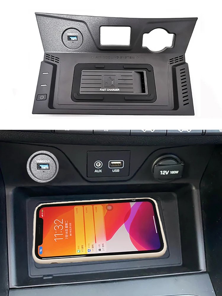 For Hyundai Tucson 2015 2016 2017 2018 2019 Car wireless charger 15w fast QI phone charger charging pad plate accessories