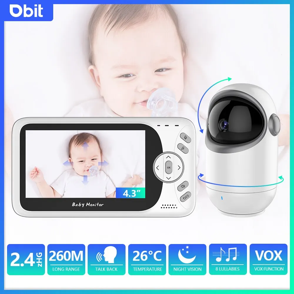VB801 Baby Monitor 4.3 Inch Video With Pan Tilt Camera 2.4G Wireless Two Way Audio Night Vision Security Camera Babysitter