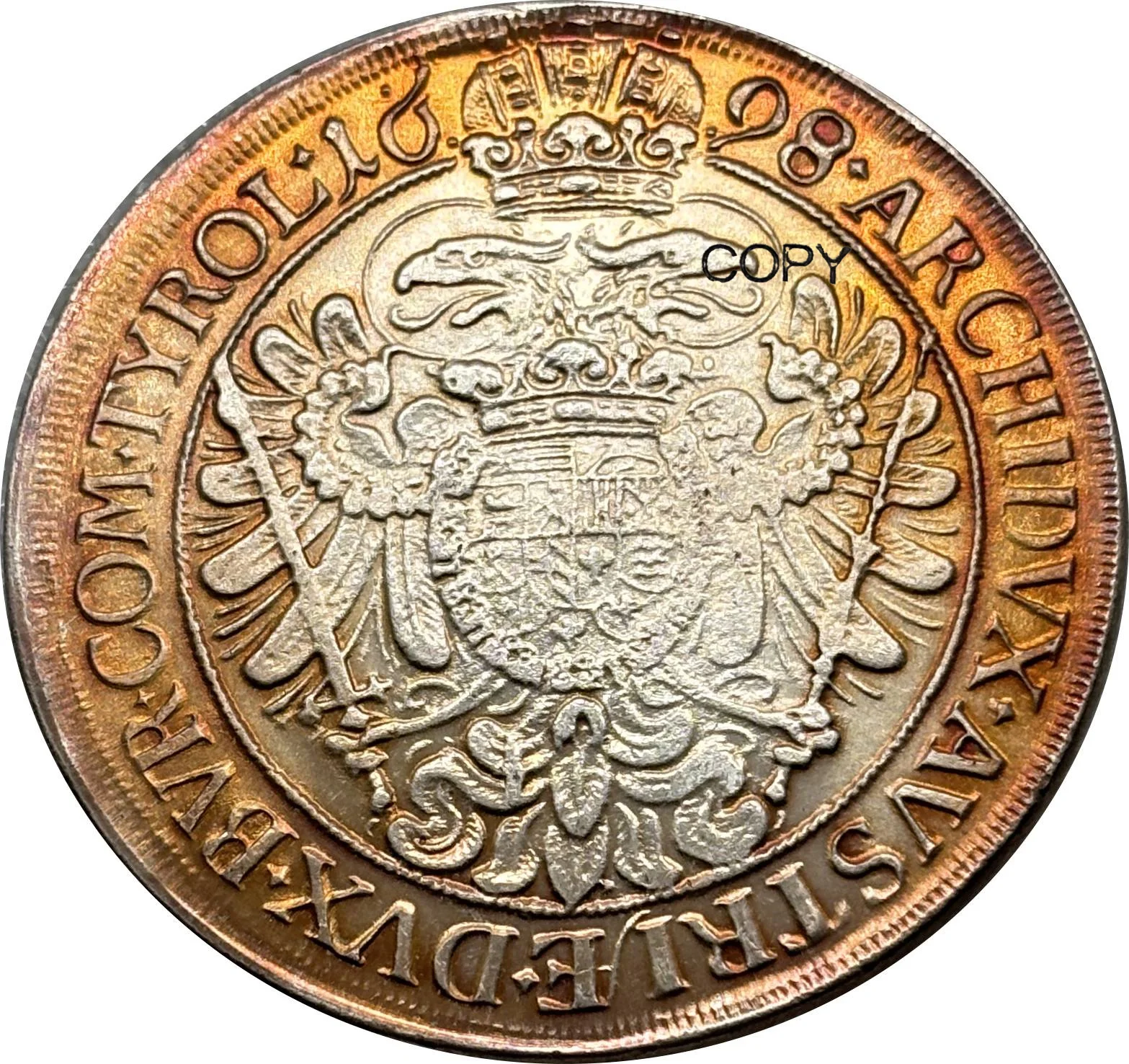 Австрийская империя 1698 One 1 Thaler Leopold I Vienna Посеребренная копия памятной монеты