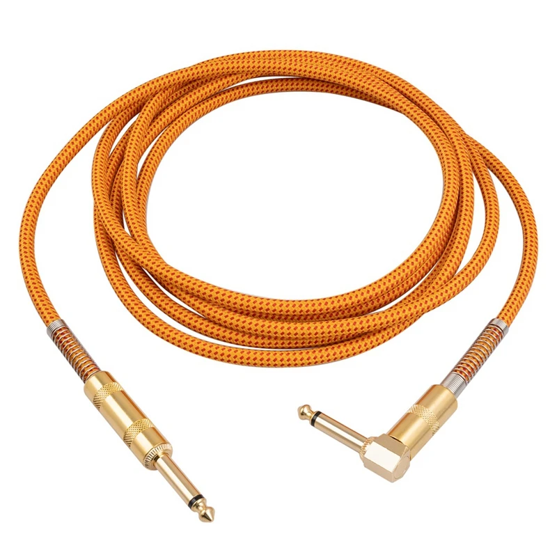 

Guitar Instrument Cable 10FT Electric Instrument Bass AMP Cord 1/4 Inch Straight To Right Angle Gold Plated 6.35Mm Cable