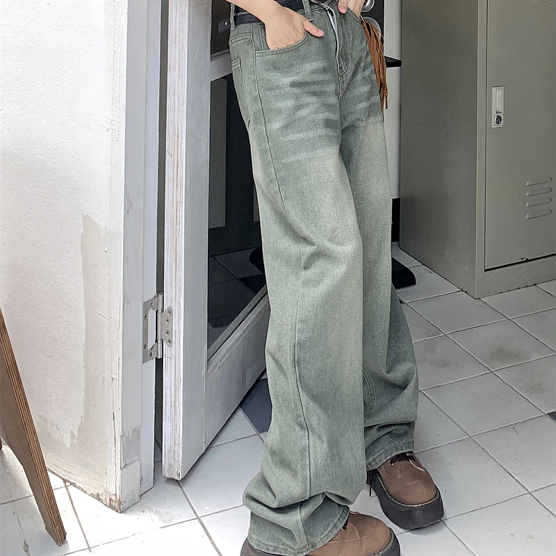 Student Wide Leg Jeans Women's Spring and Autumn New Loose Trousers High Waist Slimming Pants Straight-Leg Pants Women's