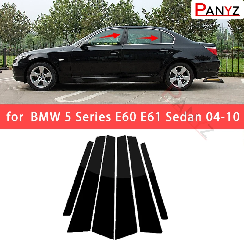 

For BMW 5 Series E60 E61 Sedan 04-10 6PCS Polished Pillar Posts Fit Window Trim Cover BC Column Sticker