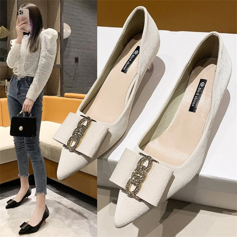 

2022 spring new pointed toe stiletto shoes women's Korean version all-match French gentle wind high-heeled women's shoes heels